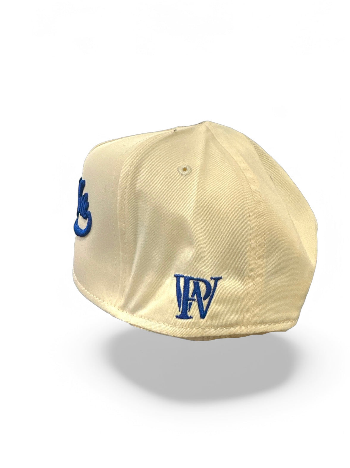 Papita work dodger font cream/blue SnapBack cap